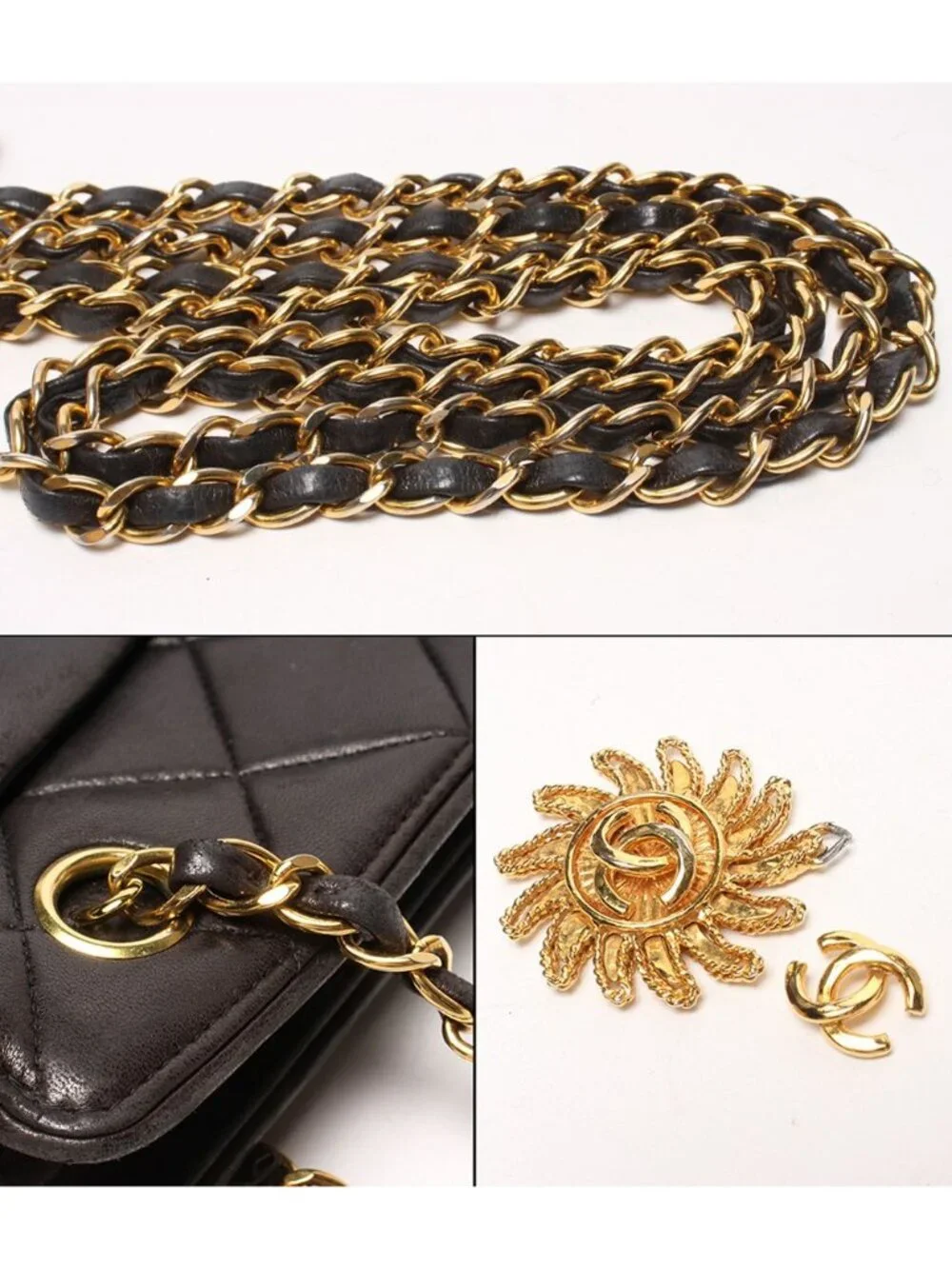 Chanel Chain Shoulder Bag Lambskin Gold Quilted